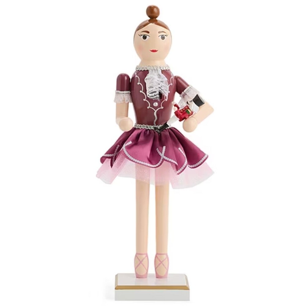 Wooden Christmas Nutcracker, 14", WHITE BALLERINA W/SOLDIER NUTCRACKER  171, NP